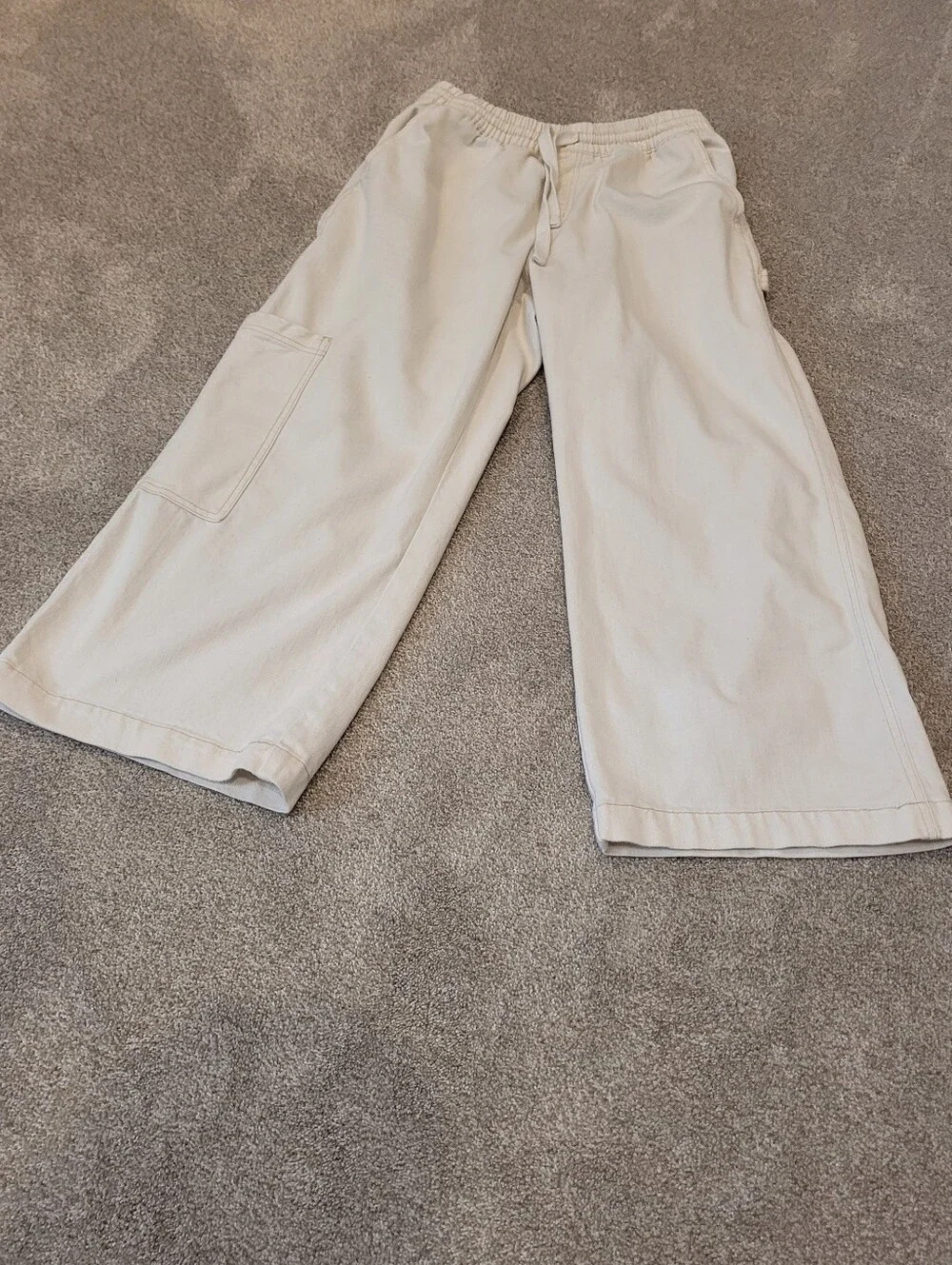 Aerie Low & Slouchy Trouser Pants Cream Size Medium